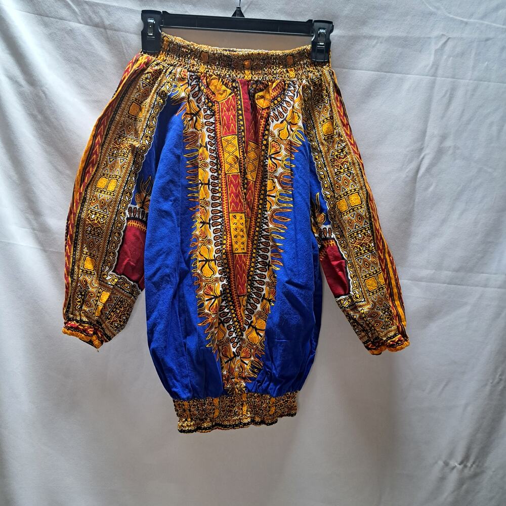 NF Dashiki African Hippie Unisex Smocked Tribal Ethnic Long Sleeve Top OSFM